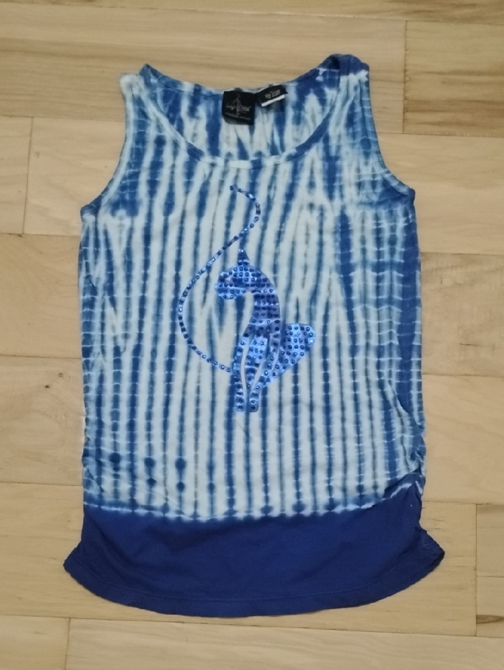 Vintage Baby Phat Blue Tie-Dye Tank with Rhinestone Cat
